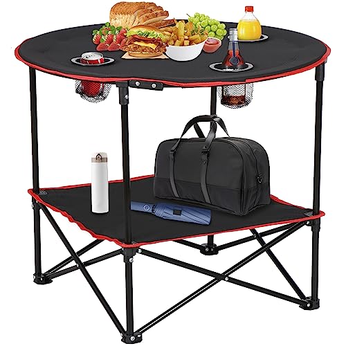 ZENY Portable Folding Picnic Table Outdoor Camping Table with 4 Cup Holders and Carrying Bag Collapsible Portable Tables Folding for BBQ Outdoor Fishing