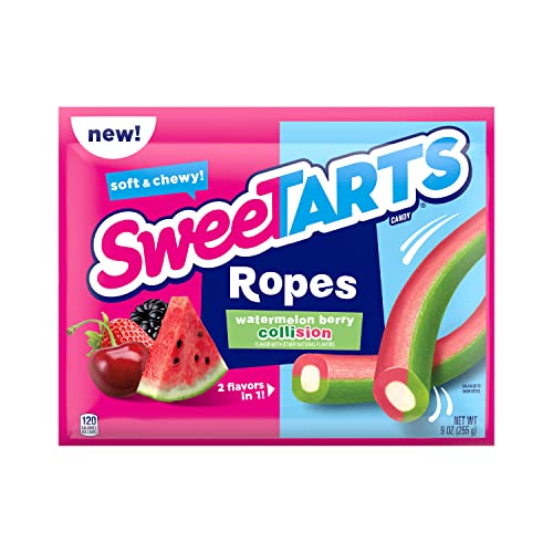 SweeTARTS Soft & Chewy Ropes Candy, Watermelon Berry Flavor, 9 Ounce