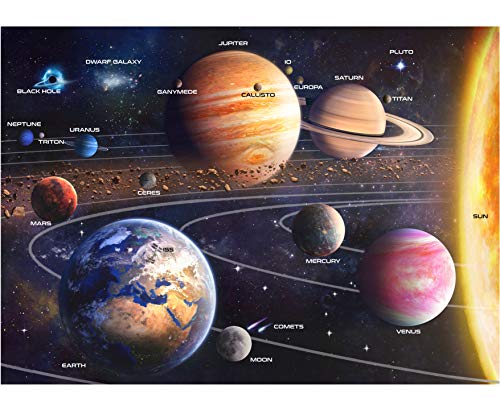 Solar System Space Puzzle for Adults, 1000 Piece Jigsaw Puzzle & Bonus Space Fact Poster, Premium Materials, 27.5 x 19.7 in