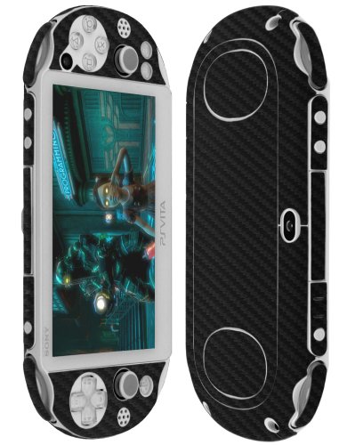 Skinomi Black Carbon Fiber Full Body Skin Compatible with Sony PS Vita (PCH-2000)(Full Coverage) TechSkin with Anti-Bubble Clear Film Screen Protector