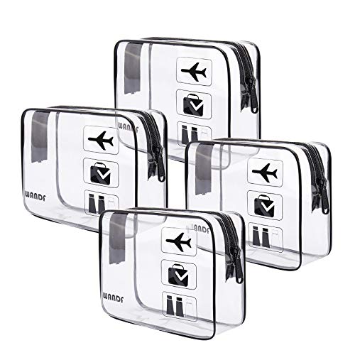 TSA Approved Clear Travel Toiletry Bag wih Zippers Carry-on Travel Accessories Quart Size Toiletries Cosmetic Pouch Makeup Bags for Men and Women (4pcs)