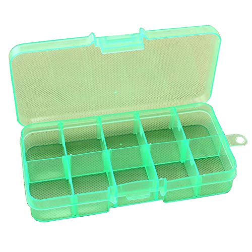farawamu Jewelry Box, 10-Slot Jewelry Rings Ear Stud Holder Beads Storage Box Case Container Organizer Green