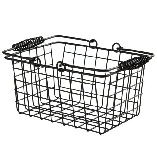 American Metalcraft RBHB975 9' x 7' Black Rectangular Basket w/ Handles