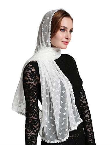 Leimandy Clover decoration ivory infinity scarf mantilla church veil v38 (Ivory Veil)