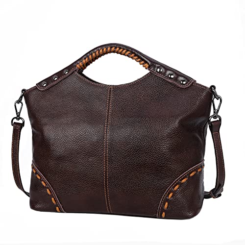 HESHE Satchel Bags for Women Leather Purses Tote Top Handle Bags Crossbody Bags Shoulder Handbags (Coffee)