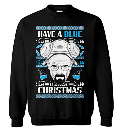 Haase Unlimited Have A Blue Christmas - Ugly Sweater Pattern Unisex Crewneck Sweatshirt (Black, Medium)