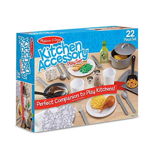 Melissa & Doug 22-Piece Play Kitchen Accessories Set - Utensils, Pot, Pans, and More