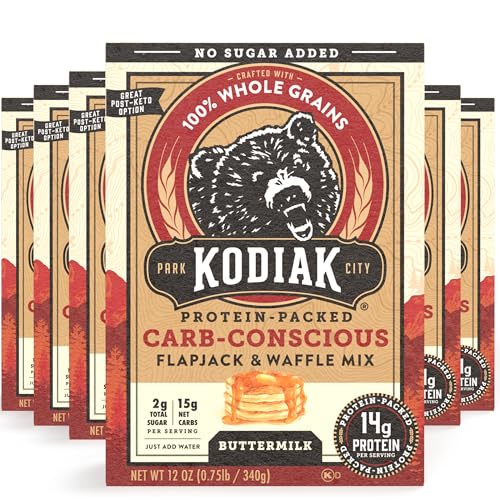Kodiak Cakes Low Carb Pancake Mix - Protein Waffles Mix - (Pack of 6)