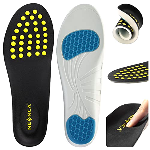 NEENCA Professional Shoe Insoles, Comfort Memory Foam Shoe Inserts, Medical Heel Cushioning with Shock Absorption for Plantar Fasciitis, Arch/Foot/Heel Pain Relief, Workout, Sports, Daily Use