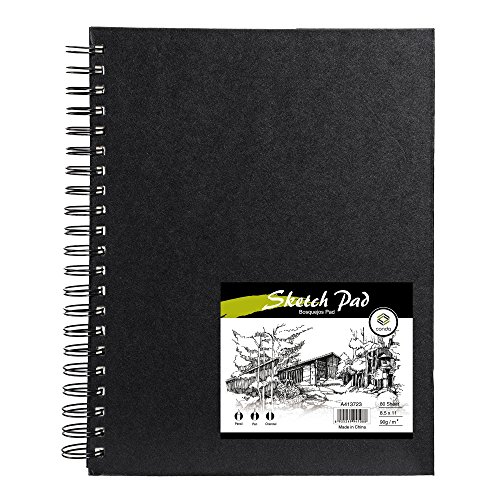 Conda 8.5'x11' Hardbound Sketch Book, Double-Sided Hardcover Sketchbook, Spiral Sketch Pad, Durable Acid Free Drawing Art Paper for Kids & Adults