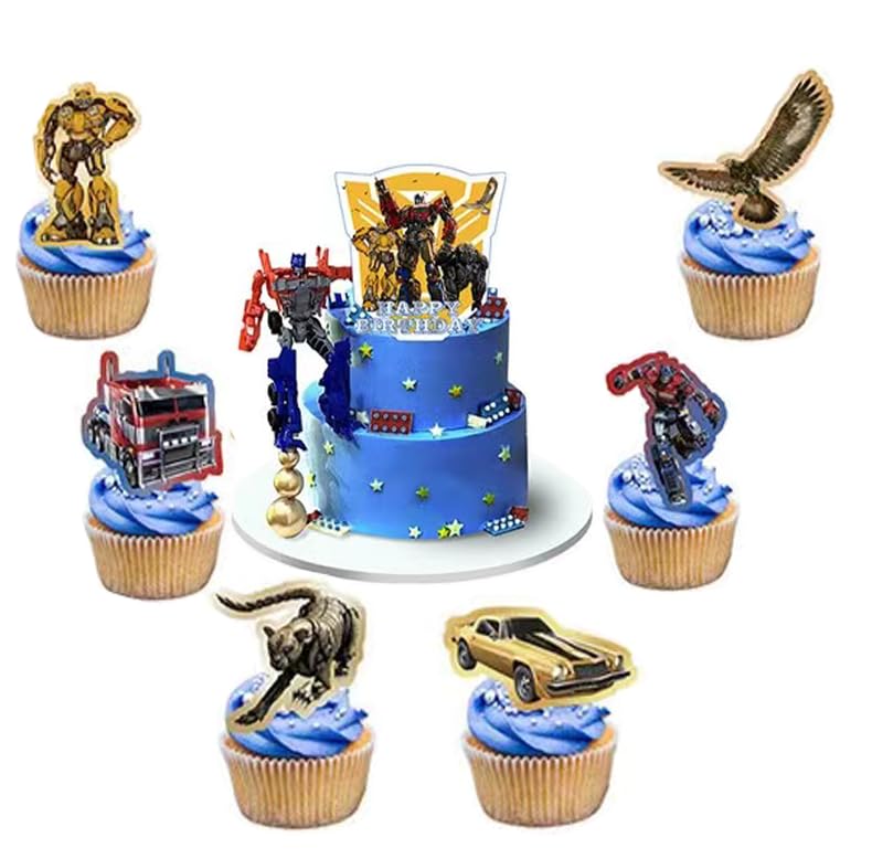 25pc Robot Cake Topper Robot Cupcake Toppers Cake decoration for Boys and Girls