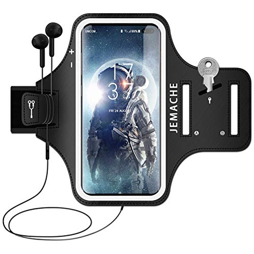 Galaxy S24+, S23+, S22+, S21+ Armband, JEMACHE Gym Workouts Running Phone Arm Band for Samsung Galaxy S24/S23/S22/S21/S20 Plus Fits Otterbox Defender Case