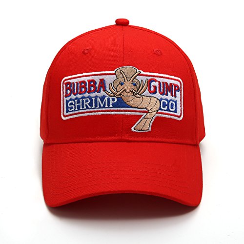 Adjustable Bubba Gump Baseball Cap Shrimp Co. Embroidered Hat (Red) (Bend Brimmed)