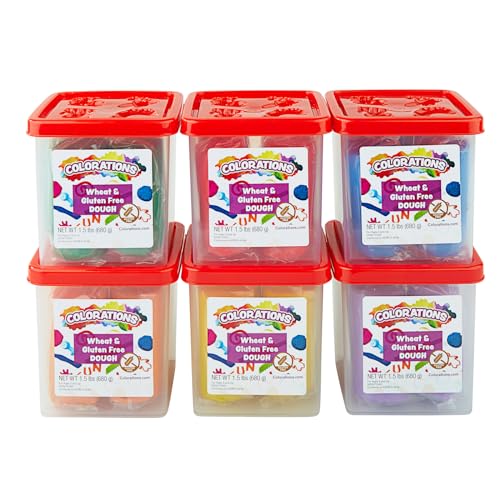 Colorations Wheat & Gluten Free Dough, 6 Classic Colors, ea 1.5 lb | Non-Toxic, Play Dough, Bulk Set, Sensory Kit, Party Favors, Classroom Pack