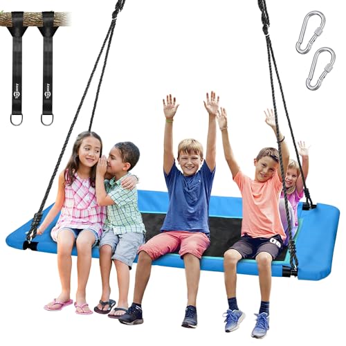 Trekassy 700lb Giant 60' Platform Tree Swing for Kids and Adults Waterproof 2 Hanging Straps (Blue)