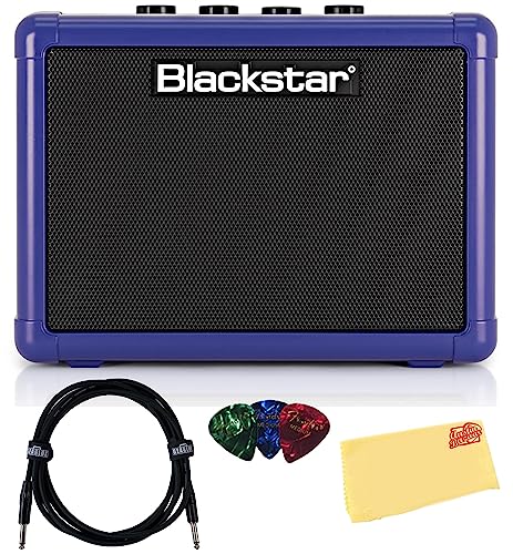 Blackstar Fly 3 Mini Amp - Royal Blue Bundle with Instrument Cable, Picks, and Austin Bazaar Polishing Cloth