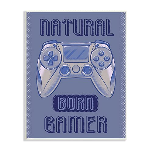Stupell Industries Natural Born Gamer Text Saying Blue Gaming Controller, Design by Ziwei Li