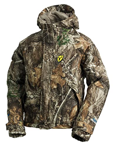 SCENTBLOCKER Youth Drencher Insulated Breathable Waterproof Hooded Camo Hunting Jacket (RT Edge, Medium)