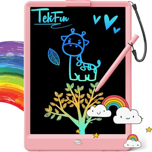 TEKFUN LCD Writing Tablet Doodle Board, 10inch Colorful Drawing Pad for Kids, Mess Free Coloring for Toddlers, Toys Gifts for 3 4 5 6 7 8 Year Old Girls Boys (Pink)