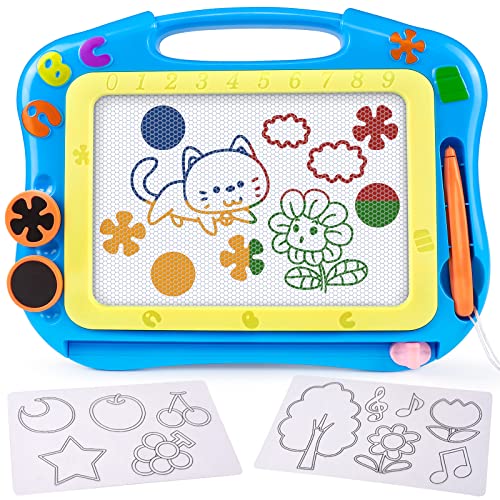 FLY2SKY Magnetic Drawing Board Magna Drawing Doodle Board Travel Size Toddler Toys for 1-2 Year Old Sketch Writing Colorful Erasable Sketching Pad Birthday Gifts Boys Kids Educational Learning Toy