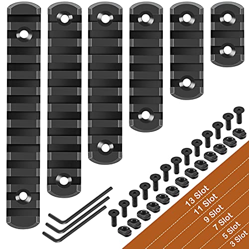 REERON Single Picatinny Rail Set 3 5 7 9 11 13 Slots with 13 T-Nuts & Screws, 3 Allen Wrench