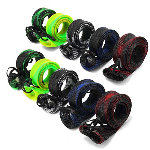 Trabulate ZHUOHUA 10Pcs Fishing Rod Sleeve Rod Covers 67inches/74.8inches Braided Mesh Rod Protector Pole Gloves Fishing Tools, Accessories for Casting Sea Fishing Rod/Spinning Fishing Rod