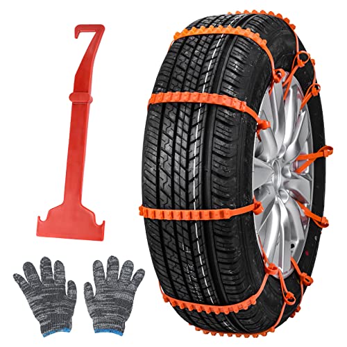 Qoosea Snow Chains for Trucks Tire Chains 12 Pcs Snow Chains for Car Trucks SUV TPU Snow Tire Chains Universal Snow Tyre Chains Car Anti-skid Emergency Portable Tire Chains for Car Tire Traction