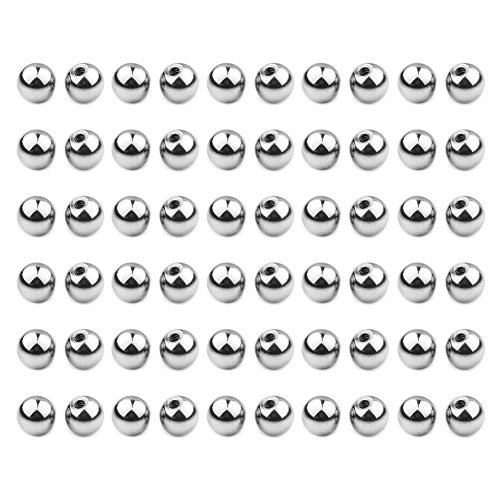 Ruifan 60PCS 5mm Externally Threaded 316L Surgical Steel Replacement Balls Body Jewelry Piercing Barbell Parts for Tongue Belly Navel Nipple Ring 14G