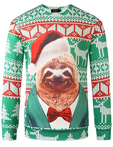 SSLR-Mens-Ugly-Christmas-Sweatshirt-Crewneck Sweatshirts Xmas Holiday Pullover Funny Causal (Large, Green(3047))
