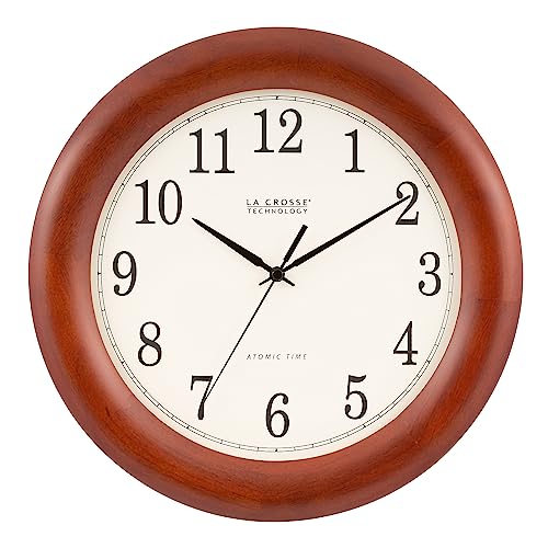 La Crosse Technology 12.5 Inch Cherry Wood Atomic Analog Clock (WT-3122A-INT)