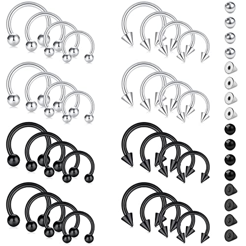 D.Bella 16G Surgical Steel Nose Septum Horseshoe Hoop Earring Eyebrow Tragus Lip Piercing Ring Balls & Spikes 6-12mm
