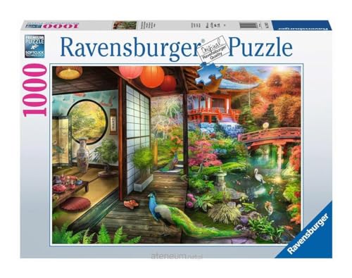 Ravensburger Kyoto Japanese Garden Teahouse 1000 Piece Jigsaw Puzzle for Adults -17497 - Every Piece is Unique, Softclick Technology Means Pieces Fit Together Perfectly