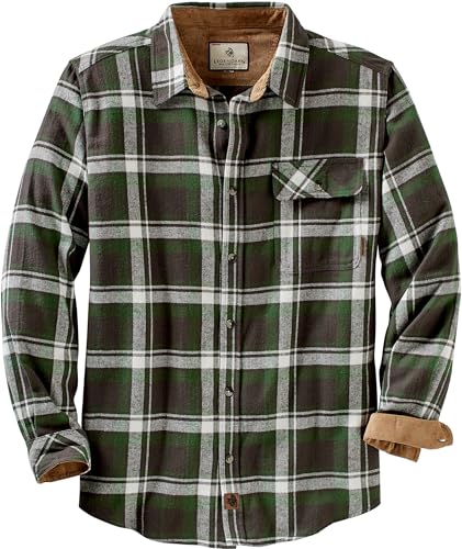 Legendary Whitetails Men's Buck Buck Camp Flannel Shirt, Long Sleeve Plaid Button Down Casual Shirt for Men, with Corduroy Cuffs, Fall & Winter Clothing, Mountain Charcoal Plaid, 3X-Large