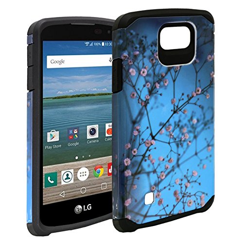 LG K4 Case Customerfirst [Slim Fit] [Shock Absorption] 2-Piece Hybrid Dual Layer Shockproof Hard Cover Silicone Skin Case for LG K4, LG Optimus Zone 3, LG Spree (Blossom Blue)