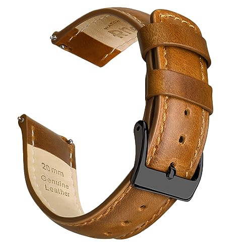 Ritche Genuine Classic Vintage 22mm Leather Watch Band Quick Release Leather Watch Strap (Toffee Brown), Valentine's day gifts for him or her