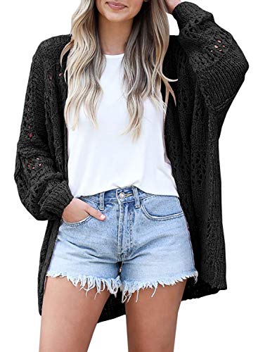 Lightweight Summer Cardigan for Women Spring Netted Crochet Cardigans Sweaters Black
