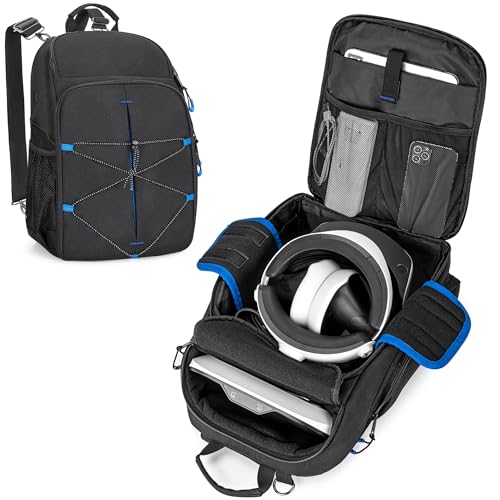 PGmoon Carrying Case Compatible with PSVR2, Protective Storage Backpack for PSVR 2 Headset & Touch Controllers and More, Individual Room for Charging Dock and Multiple Pockets (Patent Design)
