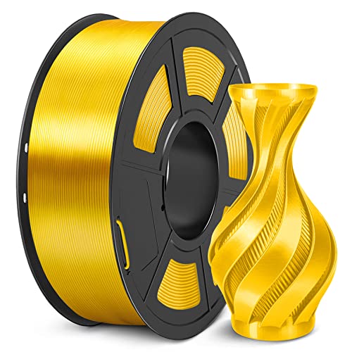 SUNLU 3D Printer Silk Filament,Shiny Silk PLA Filament 1.75mm, Smooth Silky Surface, Great Easy to Print for 3D Printers, Dimensional Accuracy +/- 0.02mm, Silk Light Gold 1KG