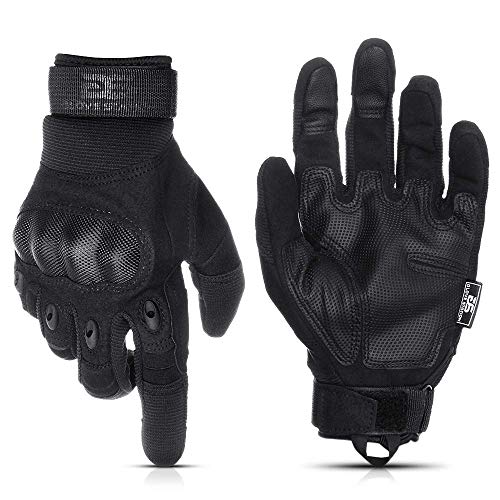 Glove Station - Tactical Shooting Hard Knuckle Gloves for Men and Woman with Touchscreen Fingers - Durable and Comfortable Hand-Gear for Outdoor Work Shooting and Hunting - Black/Large