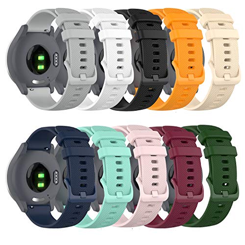 RuenTech Bands Compatible with Garmin Vivoactive 4S / Vivomove 3S/ Venu 2S Band Silicone Quick Release Straps 18MM Replacement Wristband (10 Colors)
