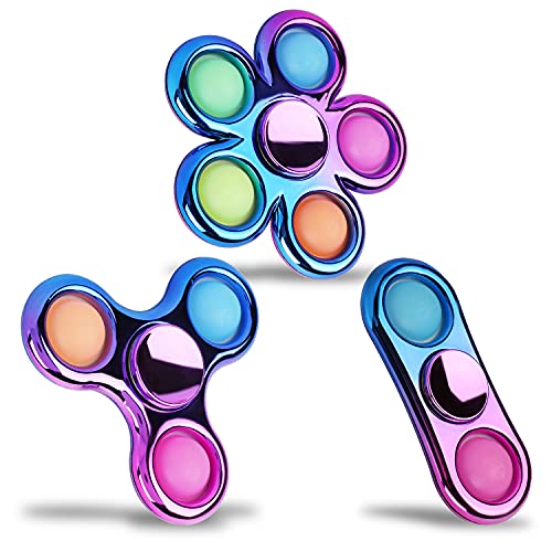 FIGROL 3 Pack Pop Fidget Spinners for Party Favors｜Hand Fidget Bulk Toys for Classroom Return Prizes｜Sensory Fidget Toys for Teens Boys Girls｜Easter Basket Stuffers Brithday Gifts Prizes