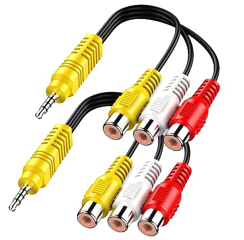 PANPEO AV Adapter, Video AV Component Adapter Cable Replacement for TCL TV, 3 RCA to 3.5mm AV Input Adapter - 2pack