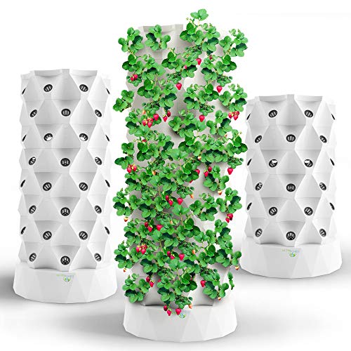 Nutraponics Hydroponics Tower - Hydroponics Growing System for Indoor Herbs, Fruits and Vegetables - Aeroponic Tower with Hydrating Pump, Timer, Adapter, Seeding Bed & Net Pots (48 Pots)