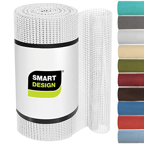 Smart Design Classic Grip Shelf Liner- Non Adhesive Home Organization Shelf Liners - Strong Grip, Non Slip, Easy Clean - Perfect for Desk, Shelves, Kitchen, Bathroom, Cabinet Protection - White​