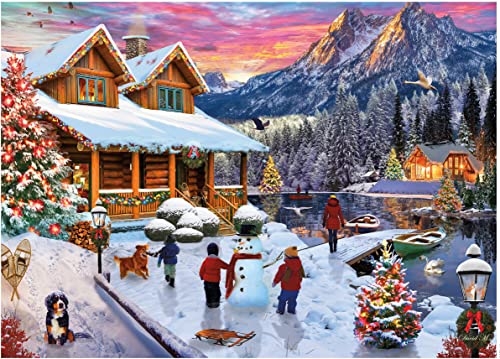 Ceaco - Classic Christmas - Lake Cabin at Christmas - 1000 Piece Jigsaw Puzzle