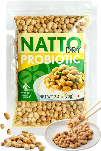 Japanese Natto Fermented Soybean, Freeze-Dried Natto Beans, Japanese Probiotic and Prebiotic Superfood - Vitamin K, Low Sodium, Non-GMO, Vegan, Made in Japan 70g(2.4oz)【YAMASAN】