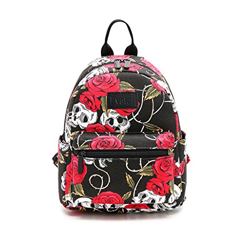 Fvstar Skull Girls Backpack Purse Mini Teens School Satchel Cute Lightweight Women Travel Backpack Casual Outdoor Rucksack Daypack for Halloween Christmas Birthday Gifts