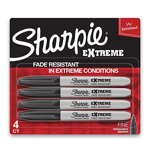 SHARPIE Extreme Permanent Markers, Fine Point, Black, 4 Count