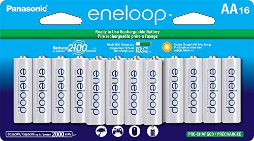 Newest Version Panasonic Eneloop 16 Pack AA NiMH Pre-Charged Rechargeable Batteries -FREE BATTERY HOLDER- Rechargeable 2100 Times