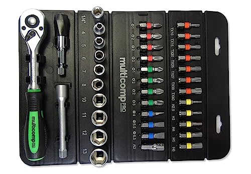multicomp PRO Socket Bit Set, 1/4' Drive, 37 Pieces
